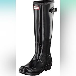 Hunter Original Back Adjustable Gloss Rain Boots black size 7